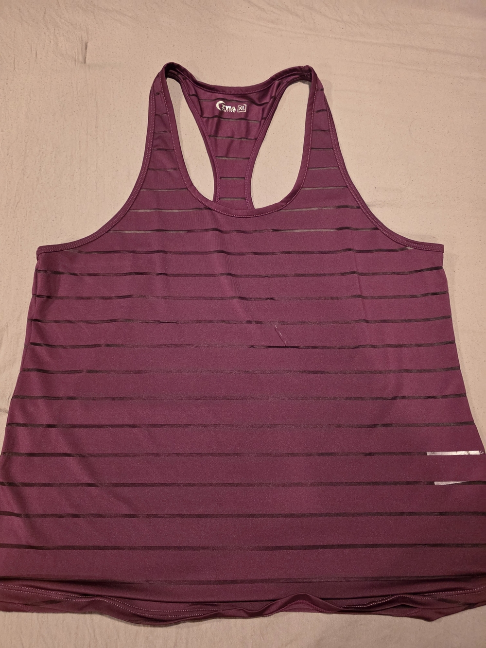 Zyia Maroon Striped Racerback Tank Top